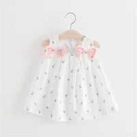 Baby Girl Bowknot Floral Print Dress - PrettyKid