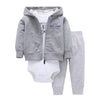 Baby Long Sleeve Hooded Striped Jacket Sweater Printed Jumpsuit Pants Three Piece Set Wholesale Baby Clothes - PrettyKid
