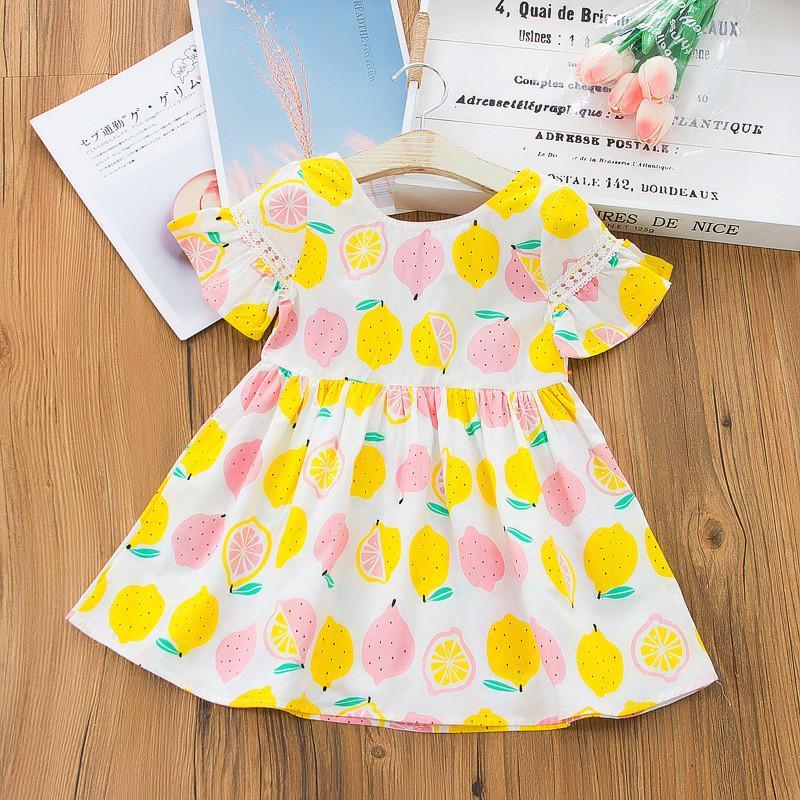 Toddler Girl Sleeveless Lemon Print Dress - PrettyKid