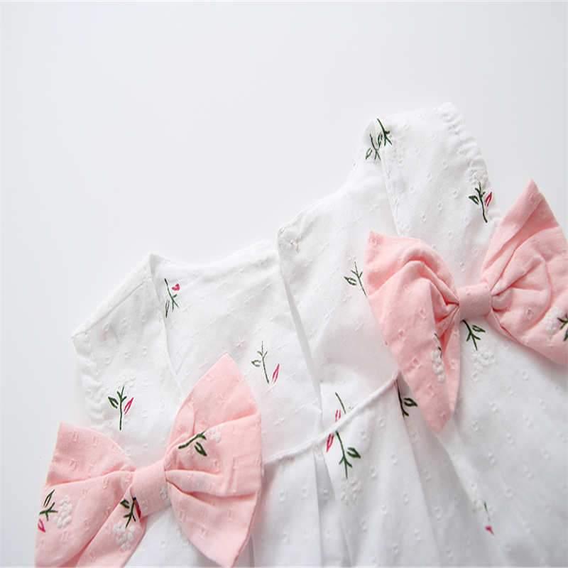 Baby Girl Bowknot Floral Print Dress - PrettyKid