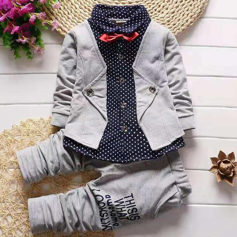 2-piece Gentleman Suit & Letter Pattern Pants for Children Boy - PrettyKid