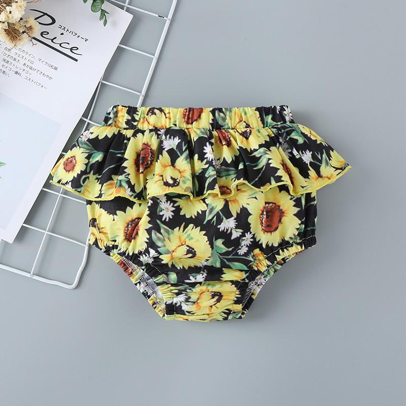 3-piece Floral Printed Bodysuit & Shorts & Headband for Baby Girl Wholesale children's clothing - PrettyKid