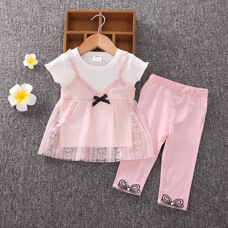 2-piece Lace T-shirt & Pants for Toddler Girl - PrettyKid