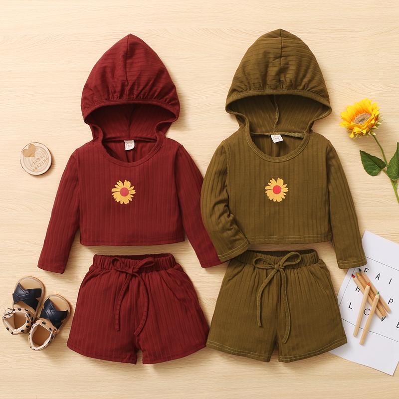 Floral Print Hooded Shorts Set - PrettyKid
