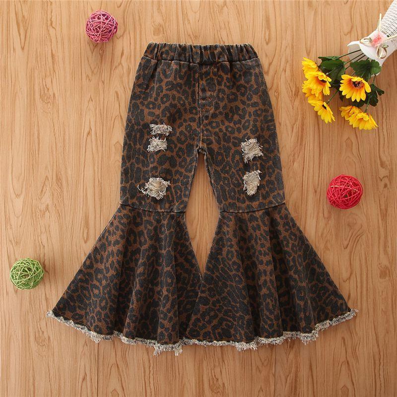 Leopard Denim Flared Pants for Toddler Girl - PrettyKid