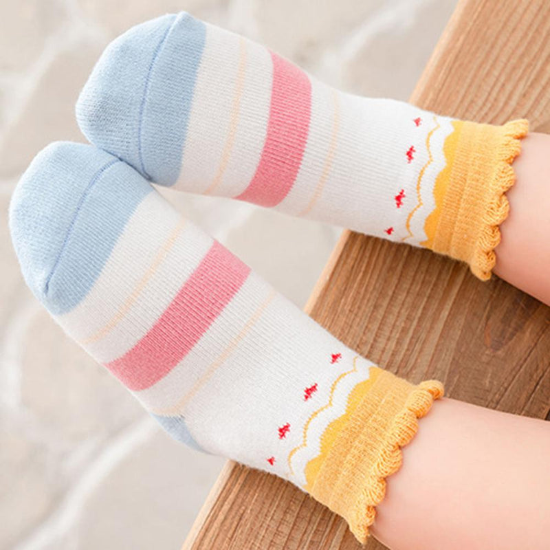 Baby 5-Pairs Cartoon Letter Color Block Socks Baby Accessories Wholesale - PrettyKid