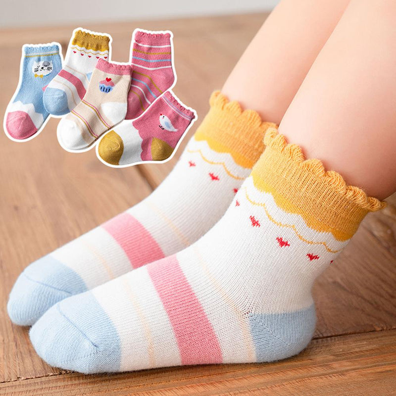 Baby 5-Pairs Cartoon Letter Color Block Socks Baby Accessories Wholesale - PrettyKid