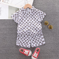 Toddler Boy Letter Print Shirt Suit - PrettyKid