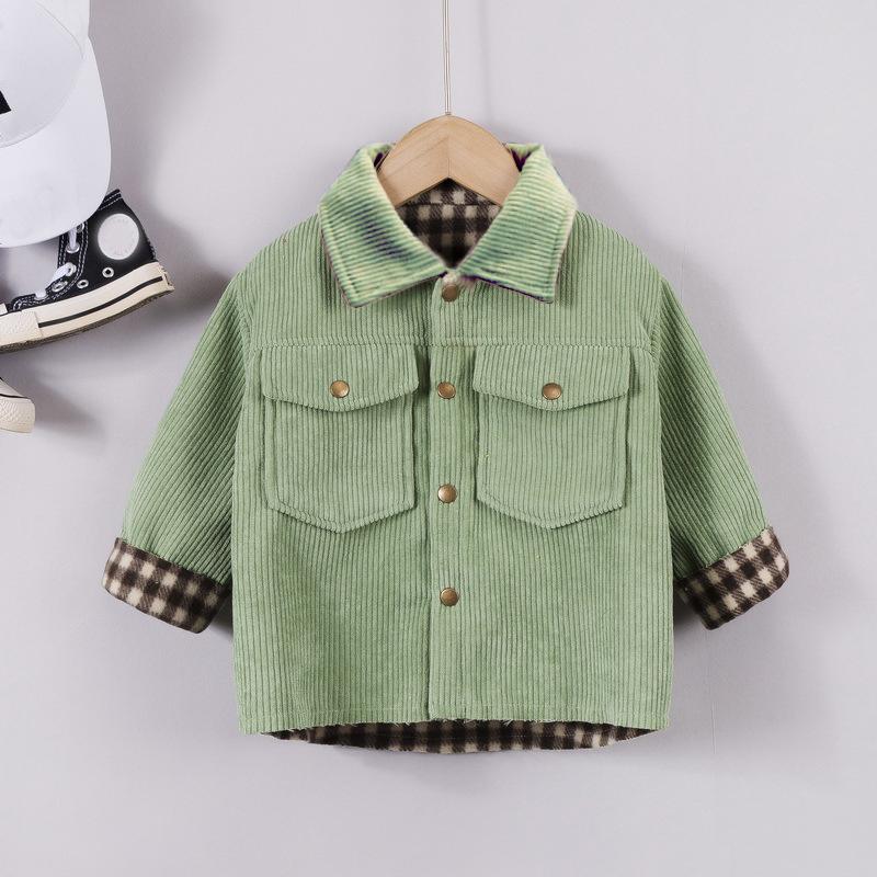 kids clothes vendors Toddler Plaid Pattern Pocket Decor Coat Wholesale Children's Clothing - PrettyKid