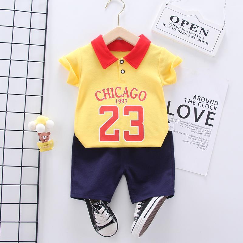 Toddler Boy Numbers Polo Shirt T-shirt & Shorts Wholesale Children's Clothing - PrettyKid