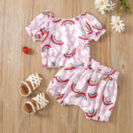 9months-4years Baby Toddler Girl Sets Wholesale Girls Summer Suit Rainbow Print Two-Piece Set - PrettyKid