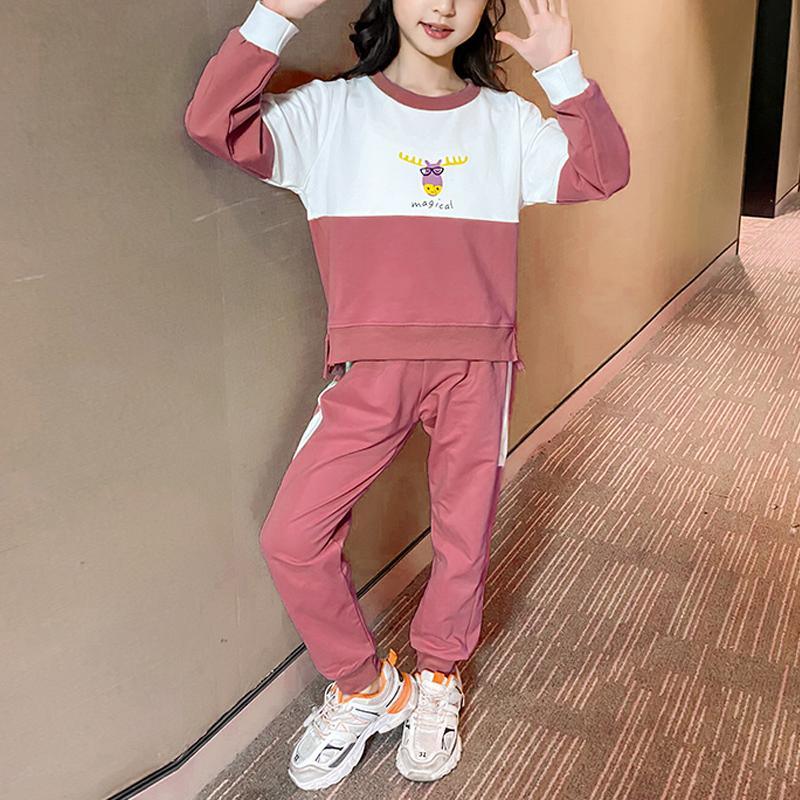 2-piece Color-block Sweatshirt & Pants for Girl - PrettyKid