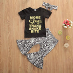 3-piece Letter Pattern T-shirt & Boot Cut Pants & Headband for Toddler Girl - PrettyKid