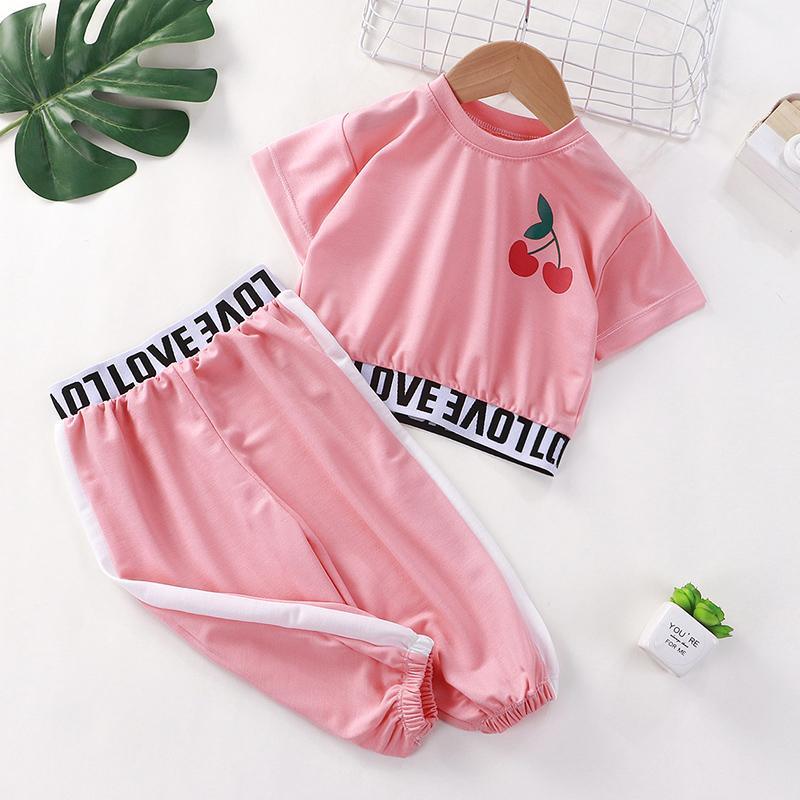 Toddler Girl 2pcs Sporty Style Summer Suit T-Shirt & Pants - PrettyKid