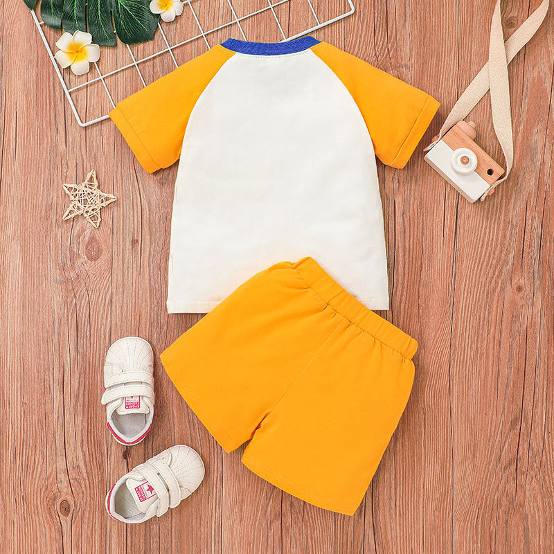 9M-4Y Toddler Boys Sets Letter Print Raglan Sleeves T-Shirts & Shorts Wholesale Boy Boutique Clothes - PrettyKid