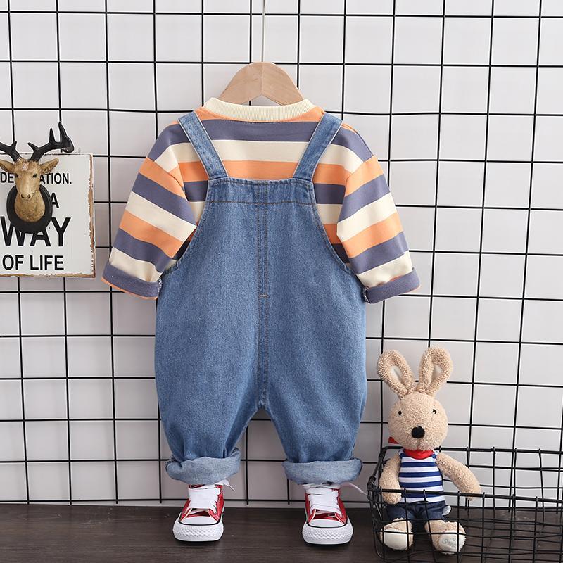 2-piece Striped Sweatshirts & Dungarees for Children Boy - PrettyKid