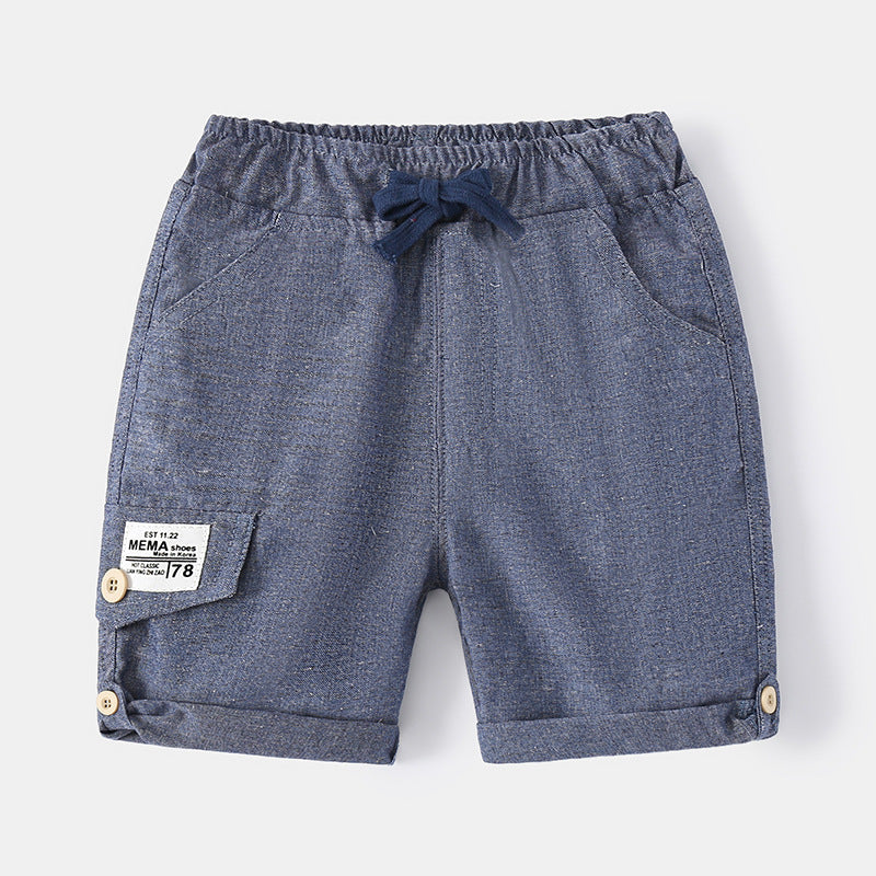 18M-7Y Paneled Thin Drawstring Cuffed Pockets Boys Shorts Wholesale Boy Boutique Clothes - PrettyKid