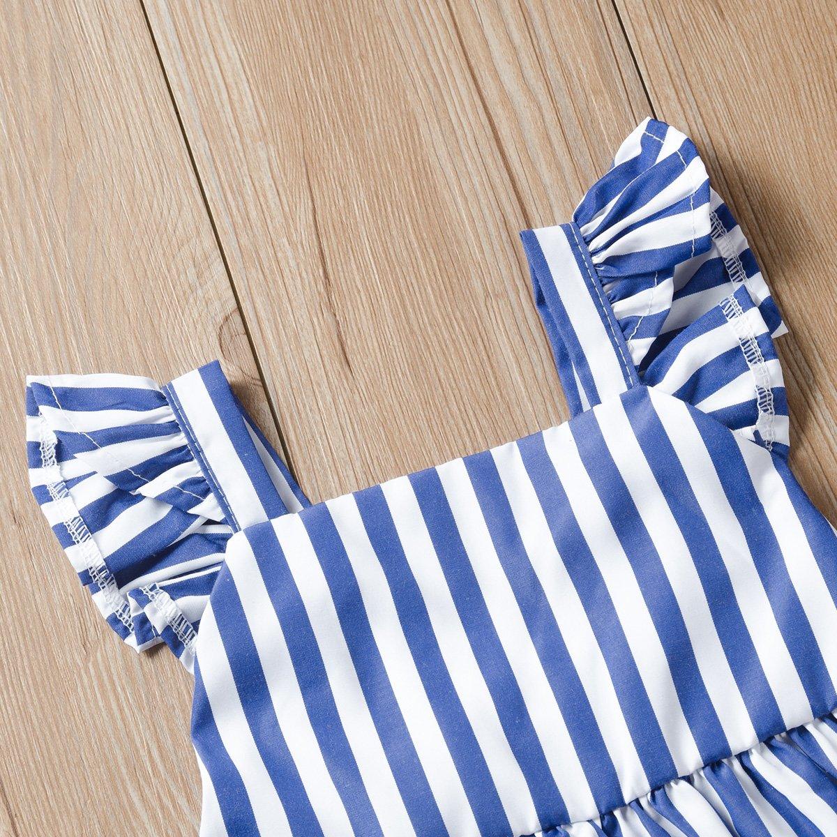 Toddler Girls Sleeveless Princess Skirt Stripe Printed Suspender Dress - PrettyKid