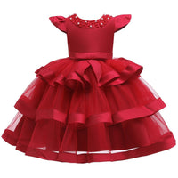 Girl Princess Flying Sleeves Performance Dress - PrettyKid