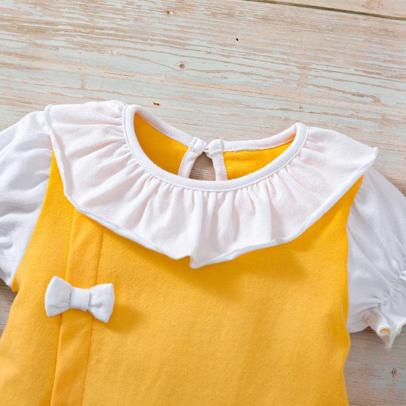 Baby Girl Ruffle Collar Bowknot Decor Dress - PrettyKid