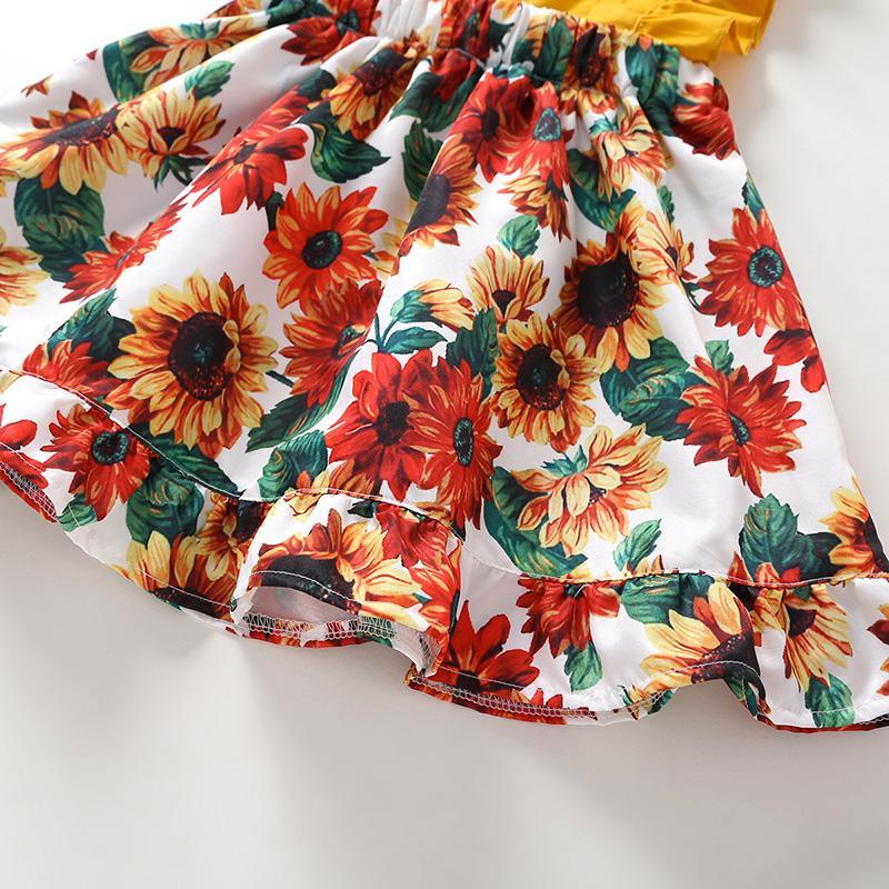 Ruffle Floral Printed Dress for Toddler Girl Wholesale children's clothing - PrettyKid