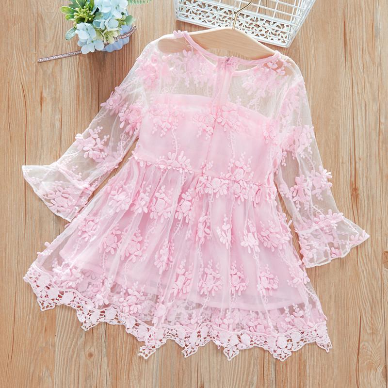 quality children's clothing wholesale Toddler Girl 3D Floral Print Mesh Dress Wholesale Children's Clothing - PrettyKid