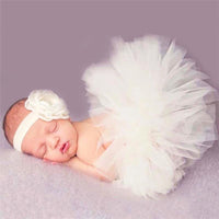 2-piece Solid Tutu Dress Baby Photographic Clothing & Headband - PrettyKid