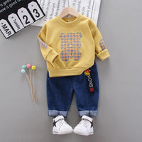 2-piece Bear Pattern Sweatshirts & Pants for Children Boy - PrettyKid