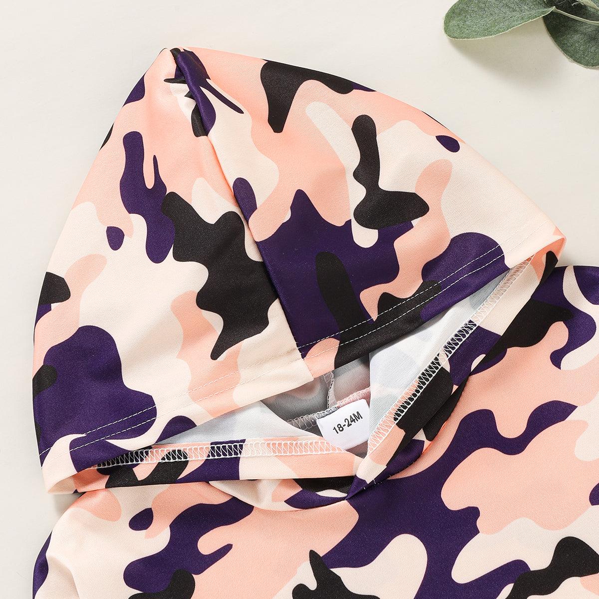 Toddler Children Girls Long Sleeve Hooded Camo Hoodie Coat - PrettyKid