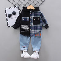 2-piece Plaid Hoodie & Jeans for Toddler Boy（No Shoesï¼?Wholesale Children's Clothing - PrettyKid