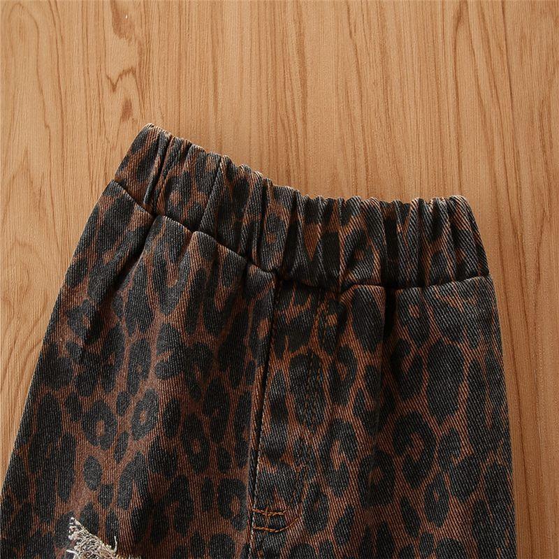 Leopard Denim Flared Pants for Toddler Girl - PrettyKid