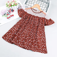 Toddler Girl Mesh Shoulder Floral Dress - PrettyKid