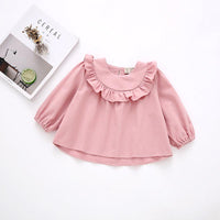 Toddler Girls' Solid Color Cotton Bubble Sleeve Shirt Baby Shirt - PrettyKid