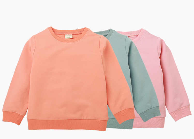 Toddler Kids Cotton Solid Color Round Neck Long Sleeve Sweater Bottoming Shirt - PrettyKid