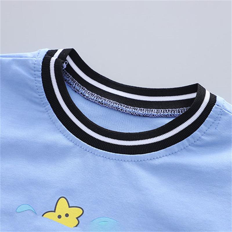 wholesale little girl dresses Toddler Boy Whale Pattern Color-block Top & Shorts - PrettyKid