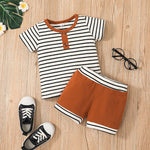 Baby Boy Striped Tee And Shorts Baby Clothes Set - PrettyKid