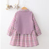 Wholesale Kids Girls Cotton Plaid Vest Dress Set in Bulk - PrettyKid