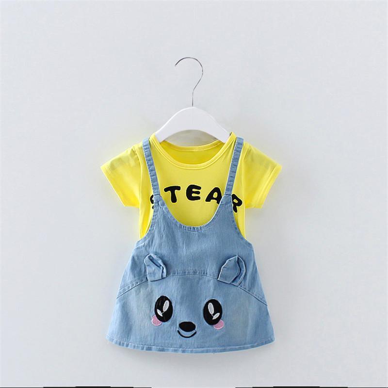 Cartoon Suspender Dress for Toddler Girl - PrettyKid