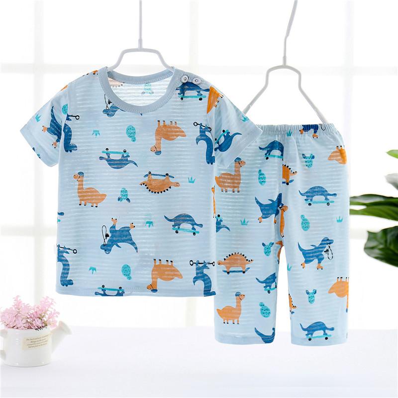 Toddler Boy Dinosaur Pattern Pajamas Sets - PrettyKid