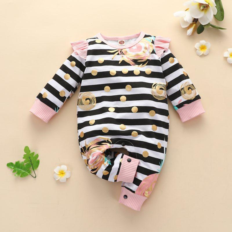 Cartoon Design Stripes Jumpsuit for Baby Girl - PrettyKid