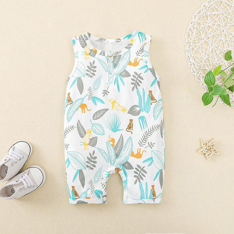 Baby Tropical Pattern Cotton Summer Bodysuit - PrettyKid