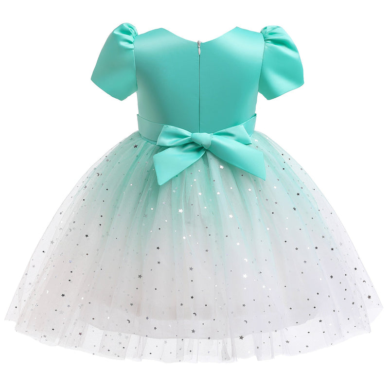 18months-9years Princess Dress For Girls Sequined Gradient Contrast Crew Neck Mesh Wholesale Girls Fashion Clothes - PrettyKid