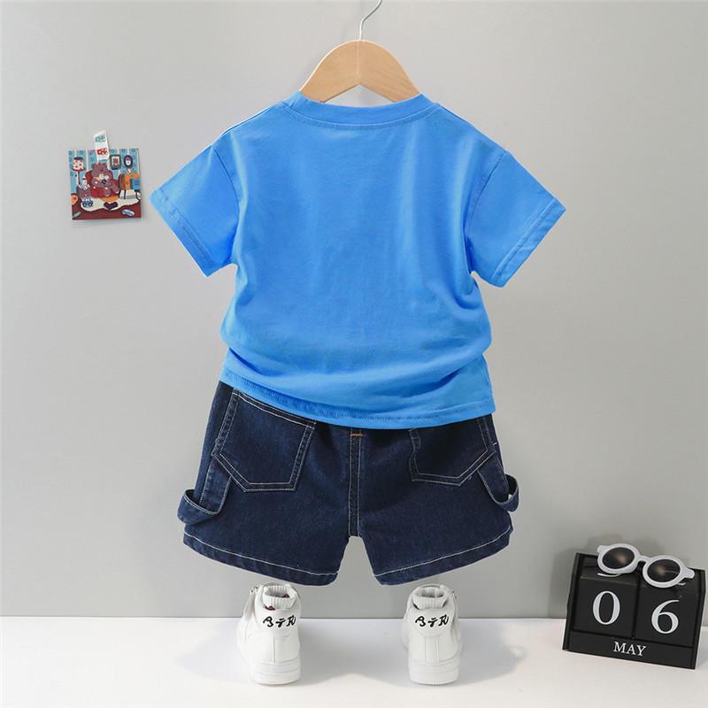 Grow Boy Galaxy Pattern T-shirt & Denim Shorts - PrettyKid