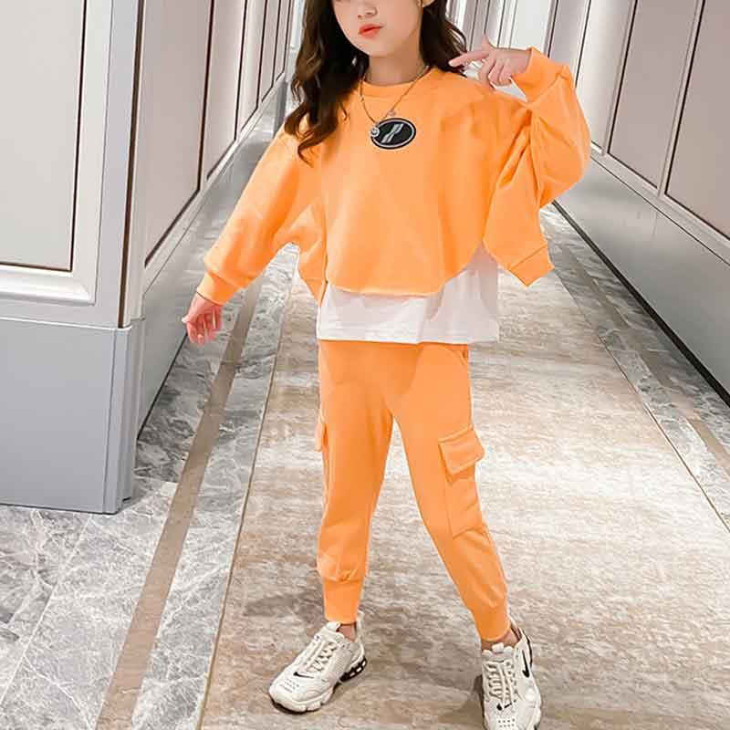 2-piece Color-block Sweatshirts & Pants for Girl - PrettyKid