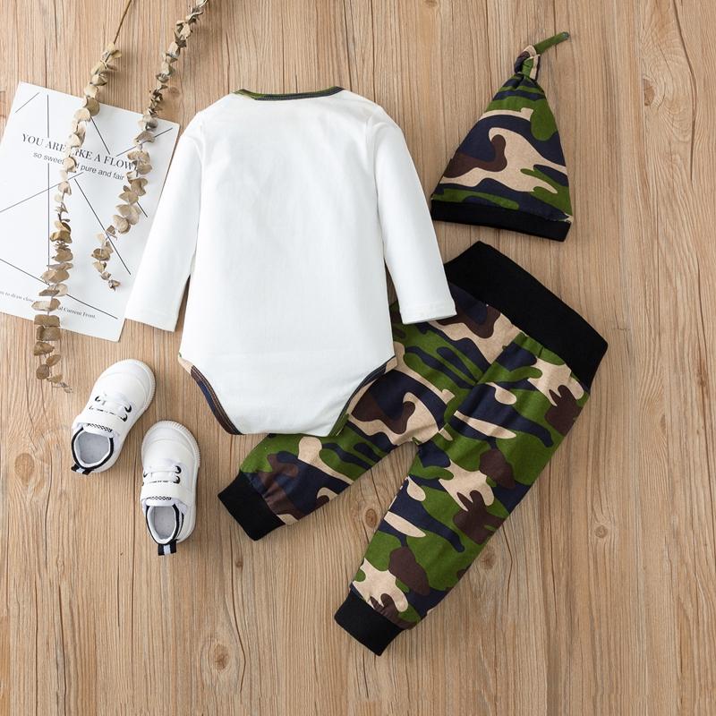 3-piece Romper & Hat & Camouflage Pants for Baby - PrettyKid
