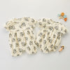 3-18M Buttoned Lace Panel Puff Sleeve Floral Cute Bodysuit Wholesale Baby Clothes - PrettyKid
