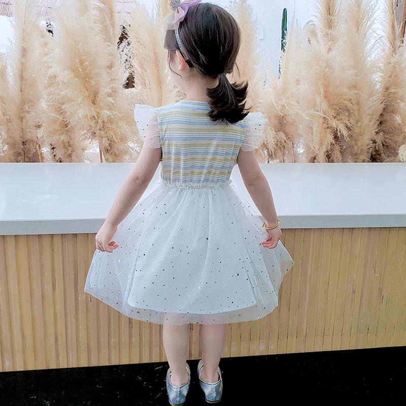 Striped Patchwork Tulle Dress for Toddler Girl - PrettyKid
