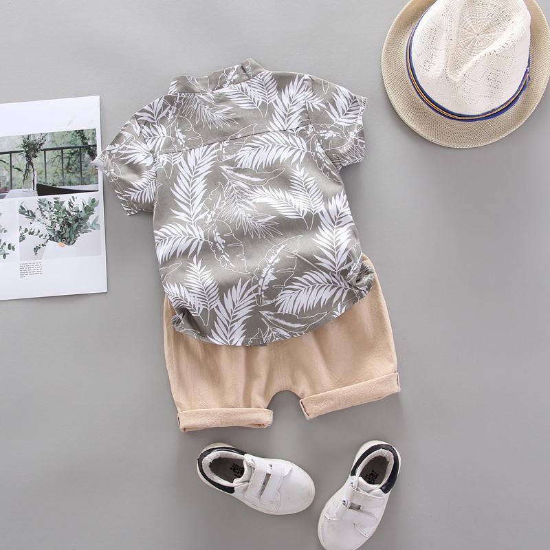 2-piece Feather Pattern T-shirt & Shorts for Children Boy - PrettyKid