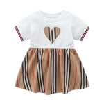 Cotton High Quality Classic Stripe Short-sleeve Dress - PrettyKid