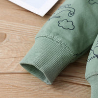 Baby Boys Green Cartoon Printed Coat Bodysuit Pants Set Wholesale Baby Clothes - PrettyKid